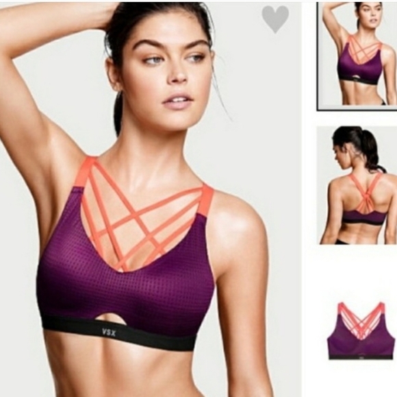 NWOT Victoria's Secret VSX Sport Bra, Purple/Coral, Size 36DD - Picture 1 of 10